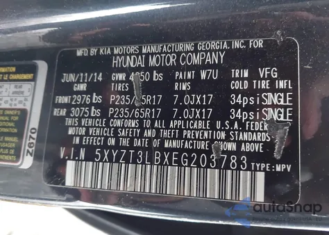 2014 Hyundai Santa Fe Sport 2.4L z USA, uszkodzony, nr VIN 5XYZT3LBXEG203783